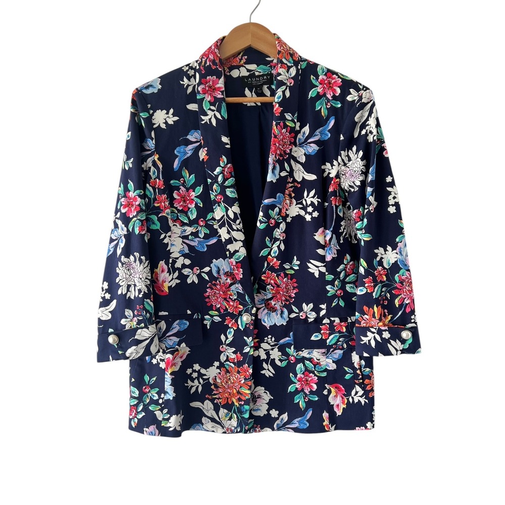 Laundry By Shelli Segal Navy Floral Blazer